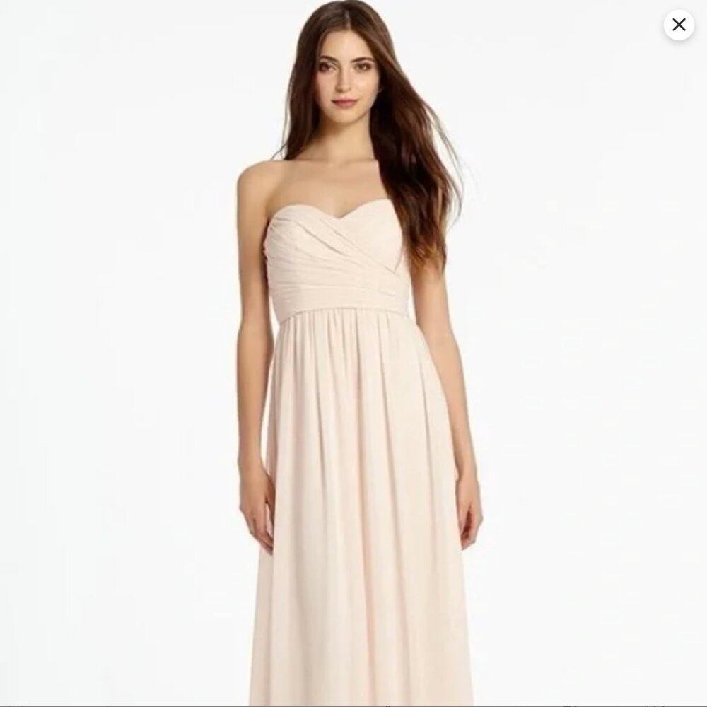 NWT Monique Lhuillier Bridesmaid Madeline‎ Strapless Gown in Blush Sz 8